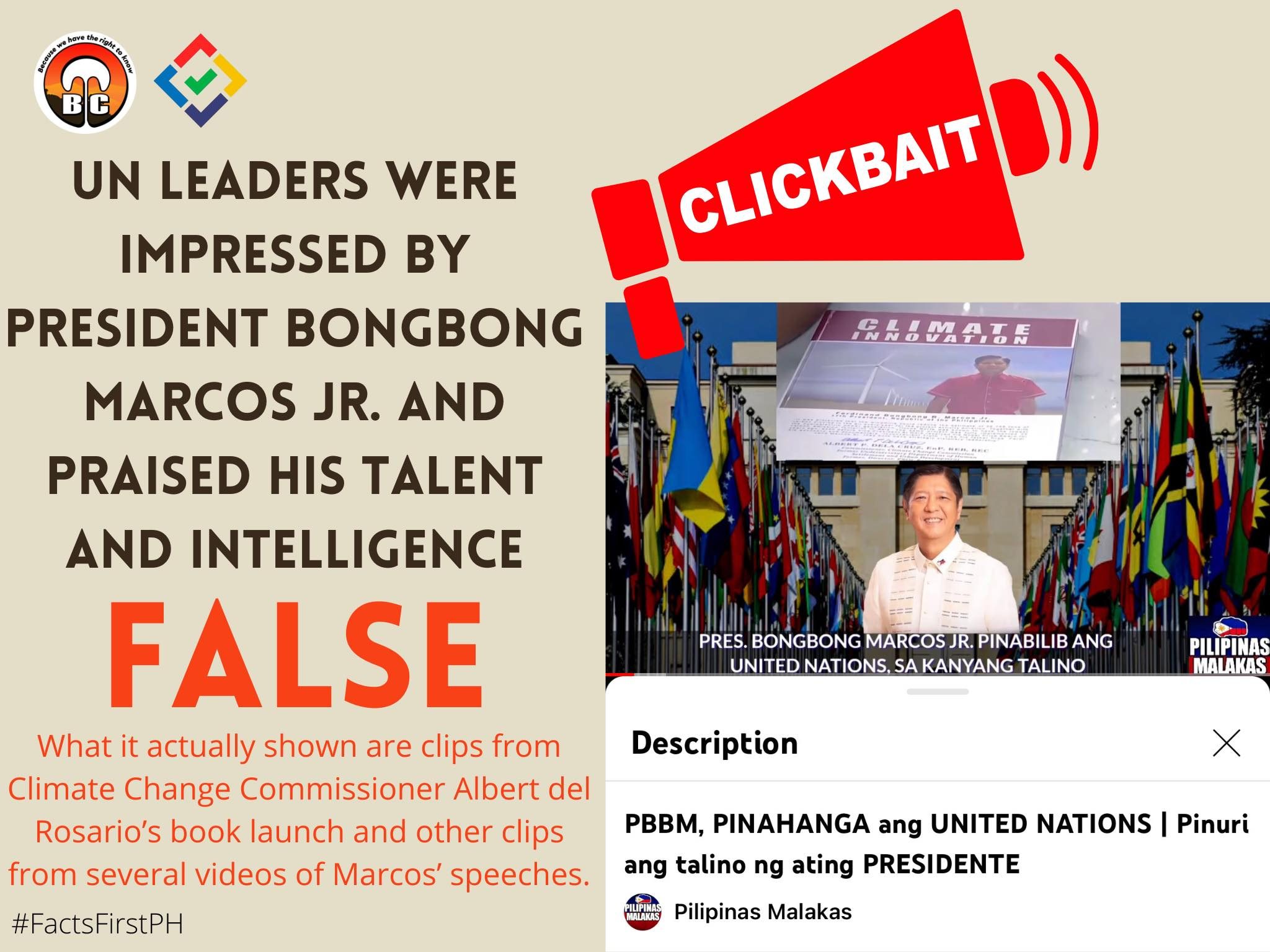 FACT CHECK: UN leaders were impressed by President Bongbong Marcos Jr. and praised his talent and intelligence #FactsFirstPH