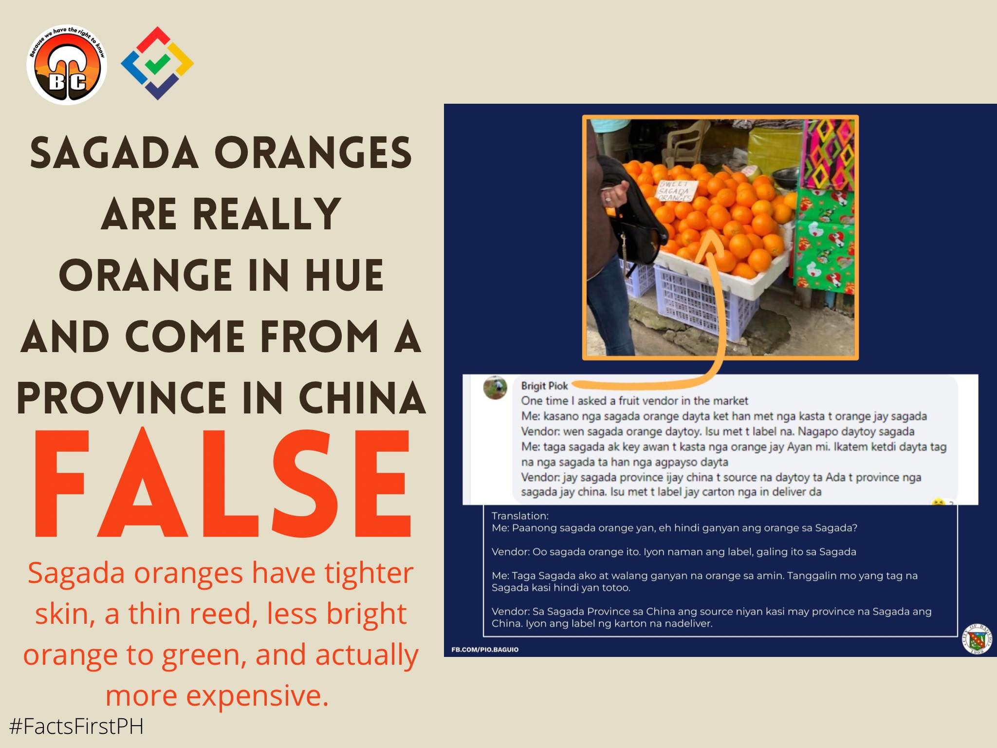 FACT CHECK: Sagada oranges are really orange in hue and come from a province in China #FactsFirstPH