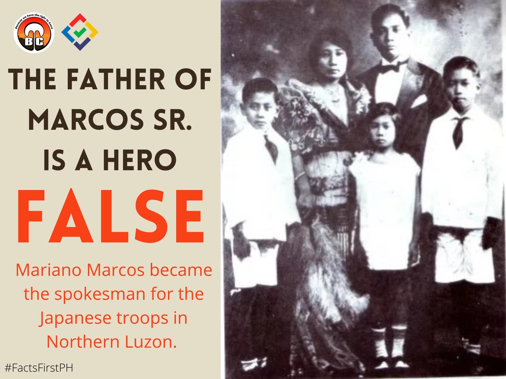FACT CHECK – The father of Marcos Sr. is a hero
